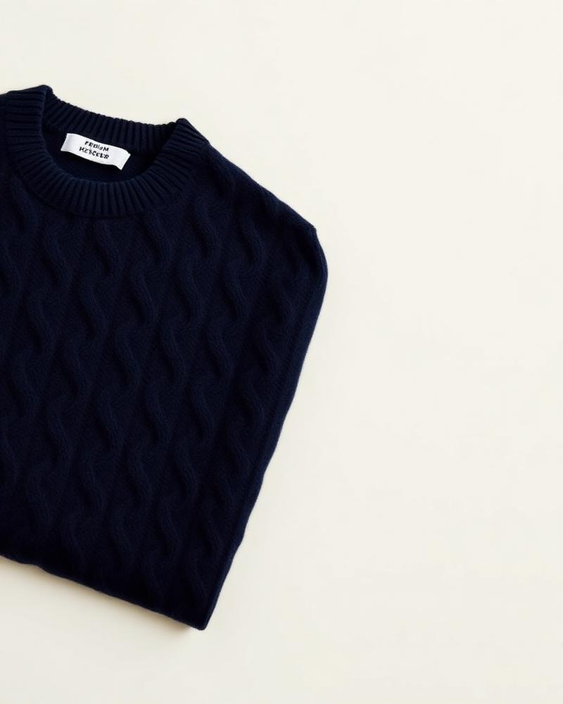Navy Cable-Knit Cashmere Sweater